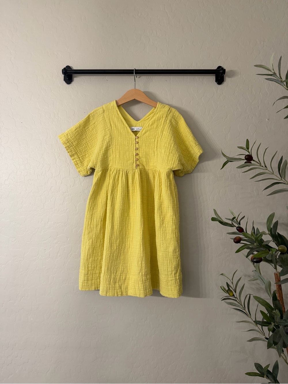Zara Girls' Yellow Button-Front Dress